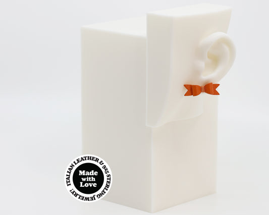 Italian Leather Bow #A056 Earrings