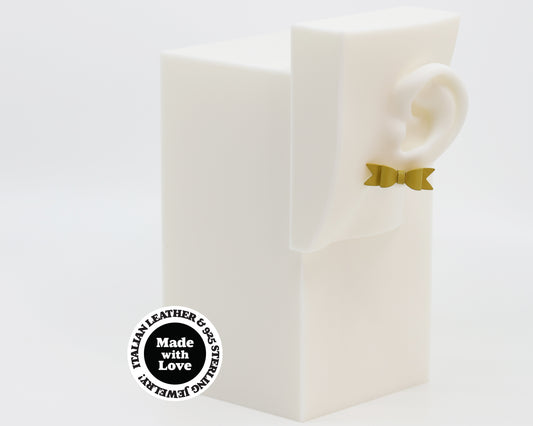 Italian Leather Bow #A059 Earrings