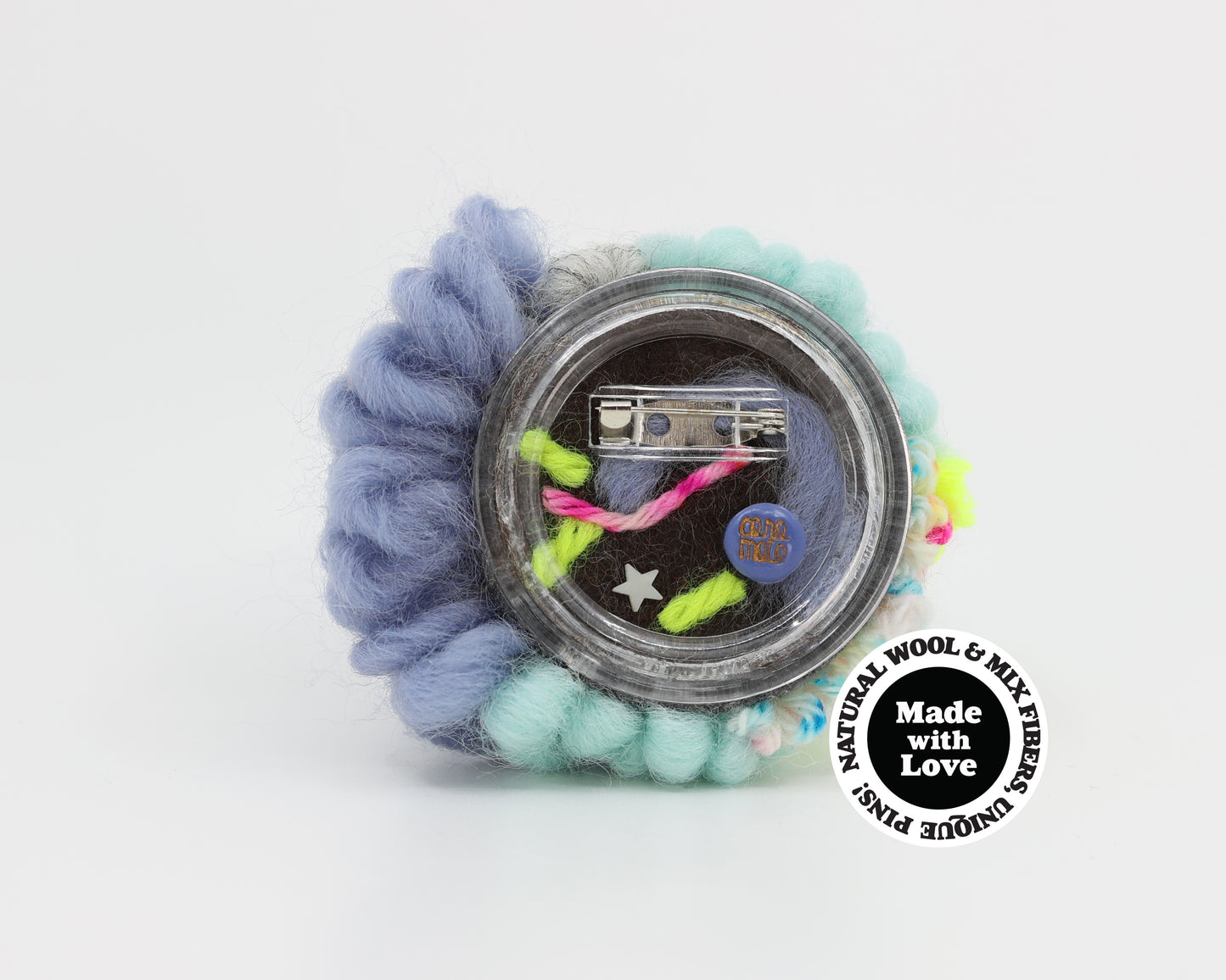 Wool & Mix Fiber Pin Brooch #006