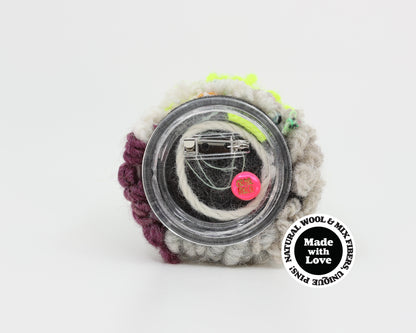 Wool & Mix Fiber Pin Brooch #025